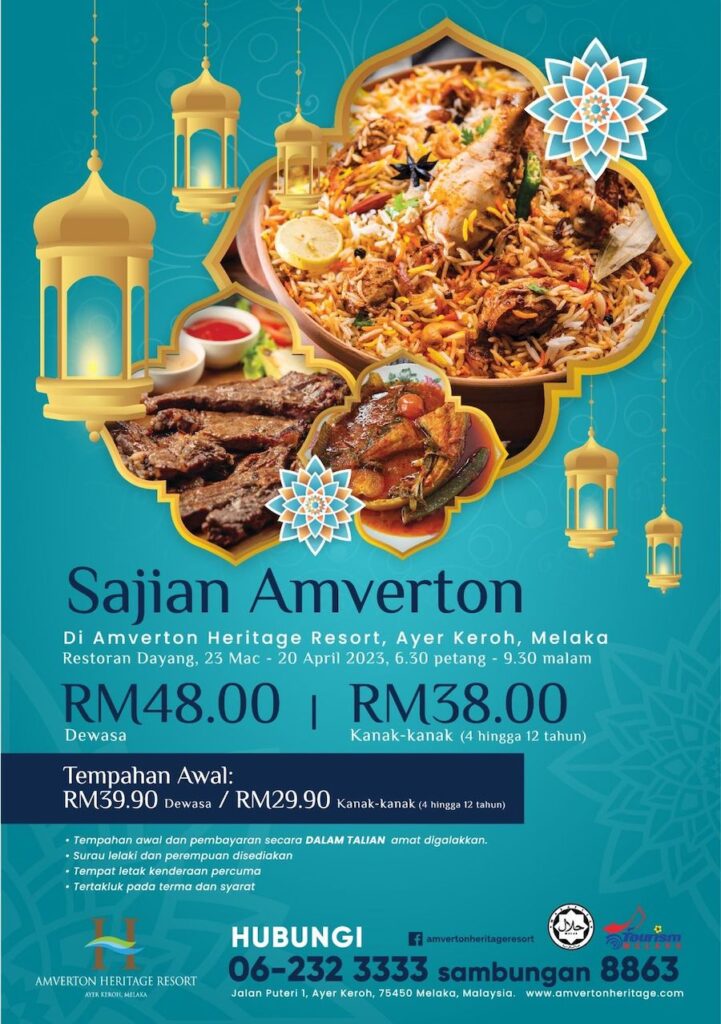 Untuk buffet Ramadan murah di Melaka, anda kena check di Amverton sebab ia di bawah RM 50 seorang sahaja.